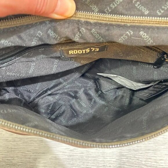 Roots 73 Nylon and Leather Taupe Colored Crossbody Bag with Adjustable Strap - Picture 9 of 16